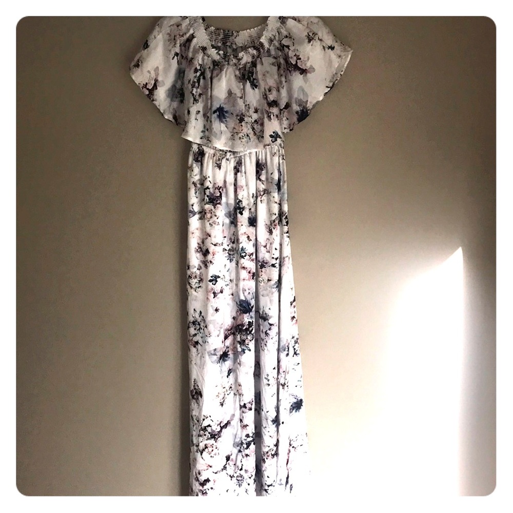 Off the shoulder silk dress